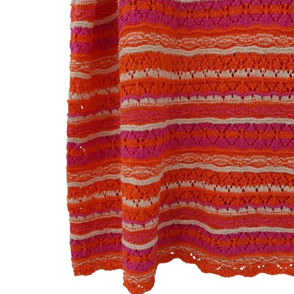 Belle by Kim Gravel Summer Boho Pointelle Stripe Sweater Sz 3X Orange Knit - Picture 10 of 15